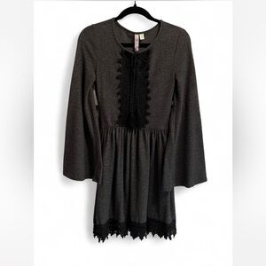 Alya Charcoal Gray Bell Sleeve Dress